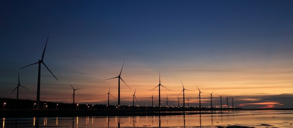 Wind Farm at Dusk.