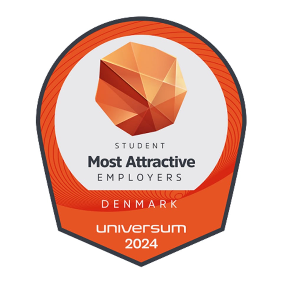 Universum 2024 badge awarded to Terma, recognizing it as an attractive employer for students.