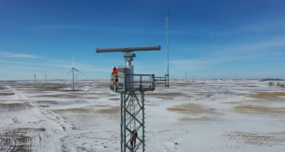 Terma Service Engineers at work at the top of a radar tower.