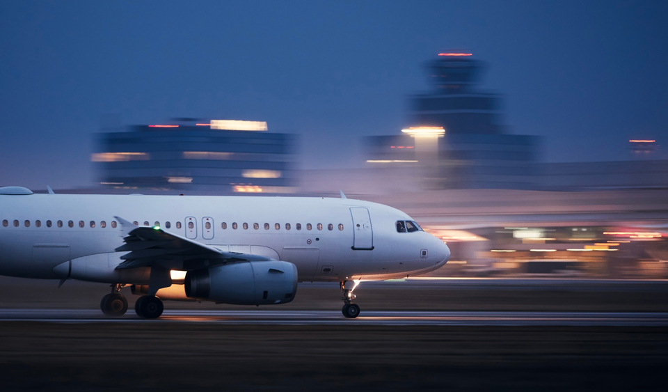 Airplane on the gorund at airport.