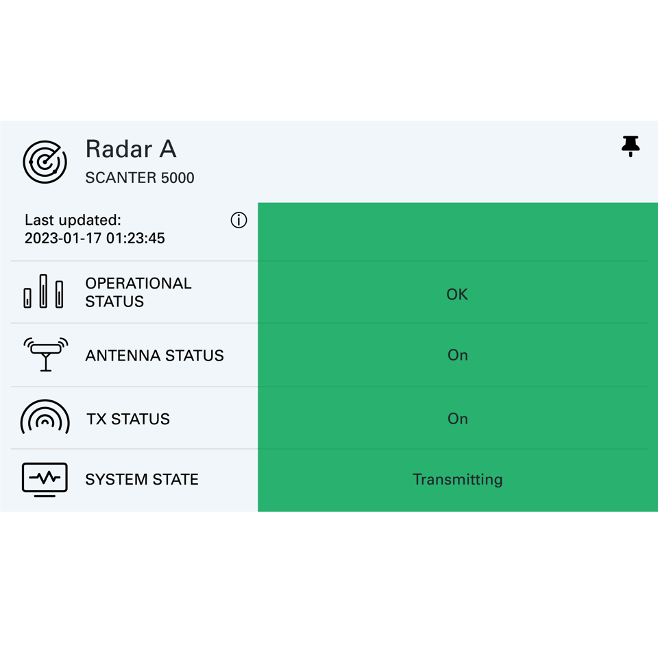 Terma Connect radar information panel.