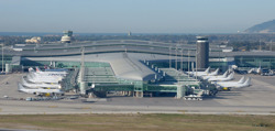 Airplanes at an airport.