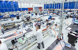 Production line at Terma's facility in Grenaa, Denmark.