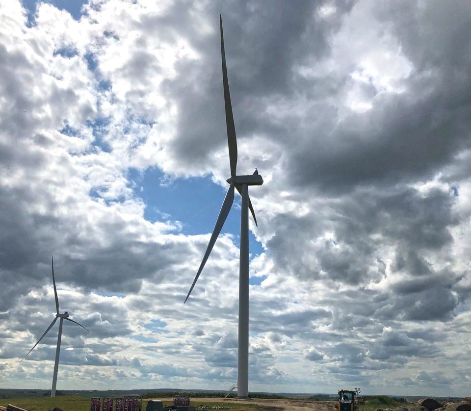 Wind turbines at Foxtail wnd farm.