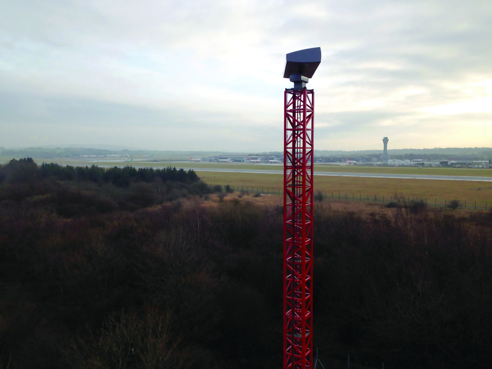 Terma SCANTER 4002 radar antenna at Edinburgh Airport in Scotland.