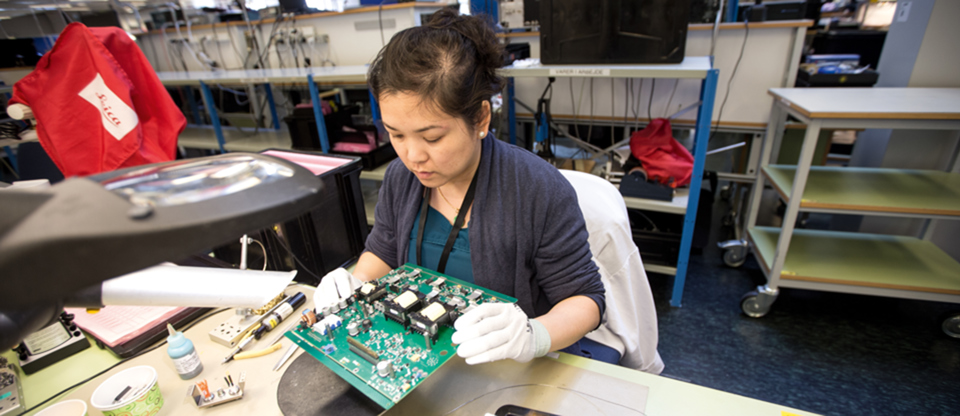 Electronic manufacturing of a printed circuit board.