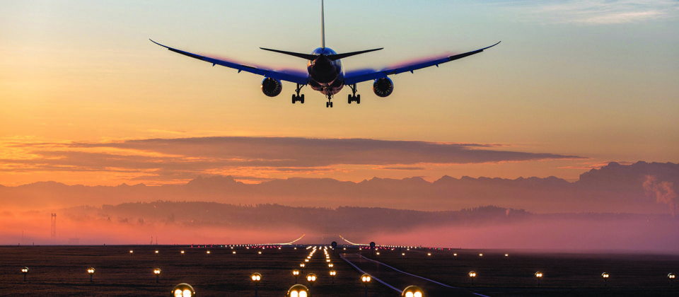 Aircraft approaching a runway.