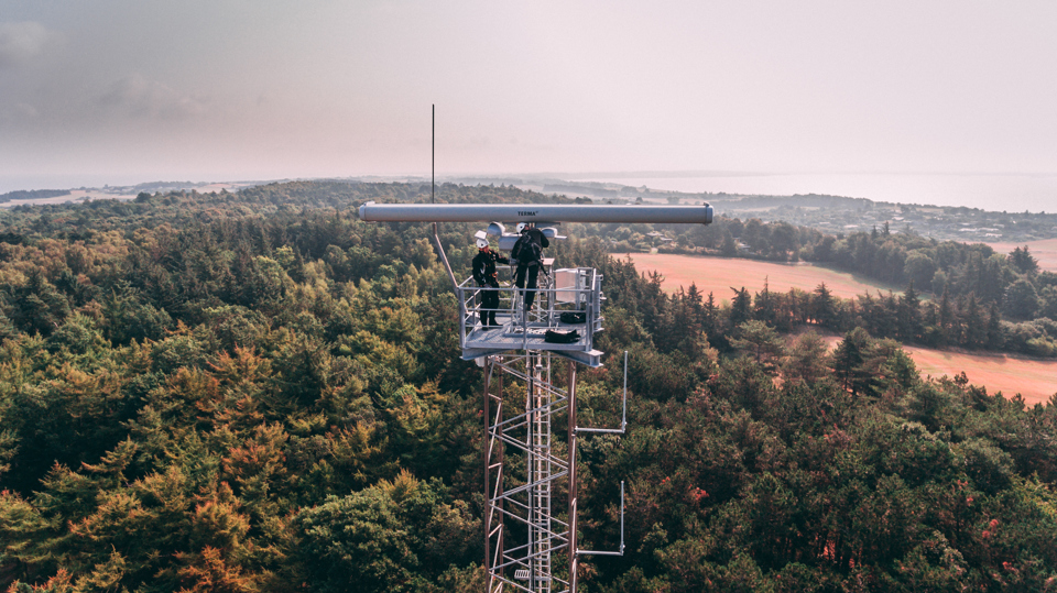 Terma Service Engineers at work at the top of a radar tower.