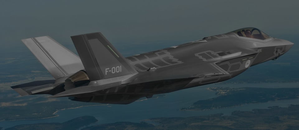 Lockheed Martin F 35 Lightning II in the air.