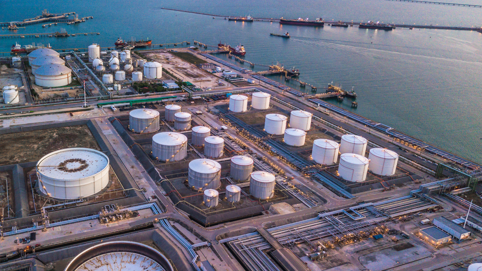 Power plant viewed from the air.