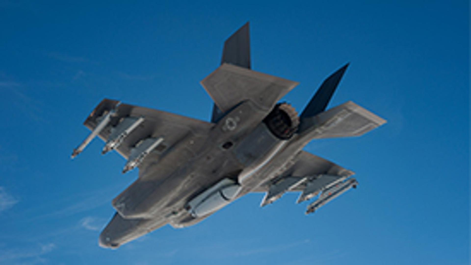 Lockheed Martin F 35 Lightning II in the air.